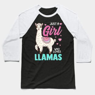 Cute & Funny Just A Girl Who Loves Llamas Lama Baseball T-Shirt